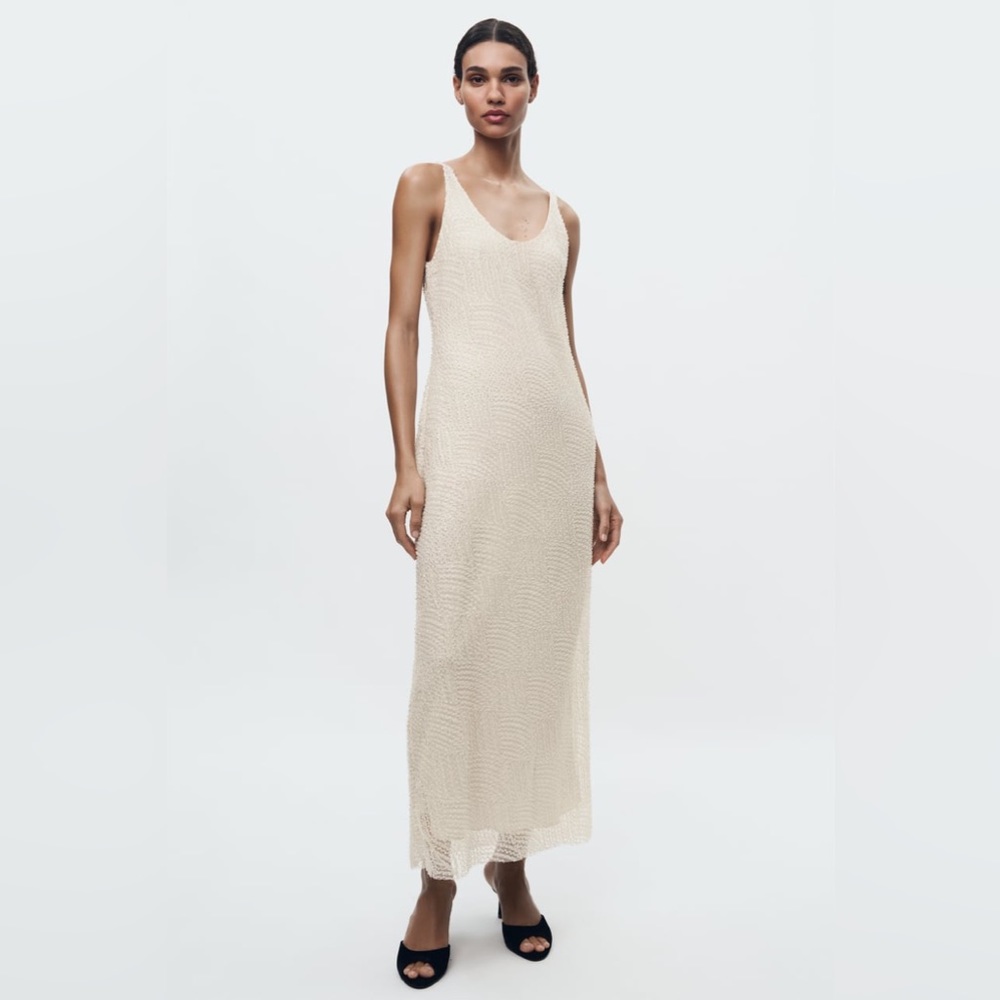 Zara Elegant Beige Maxi Dress